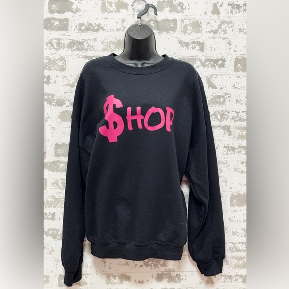 The Shop Sweatshirt – Black Pullover with Bold “$hop” Graphic for Street Style - Picture 4 of 6